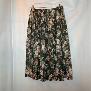 Vtg Alfred Dunner Floral Pleated Midi Skirt Size 14 Boho Cottagecore Prairie